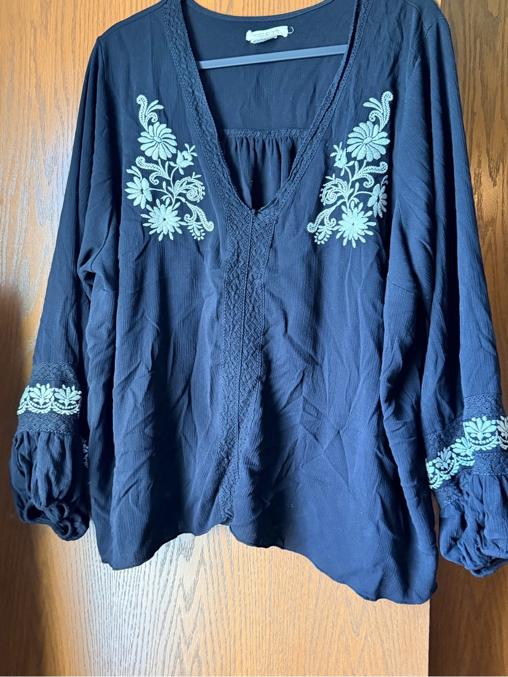 torrid Navy Tunic with Light Blue Floral Embroidery